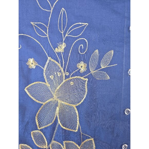 Johnny Was Workshop Floral Embroidered Button-Up Shirt Large - Picture 7 of 8